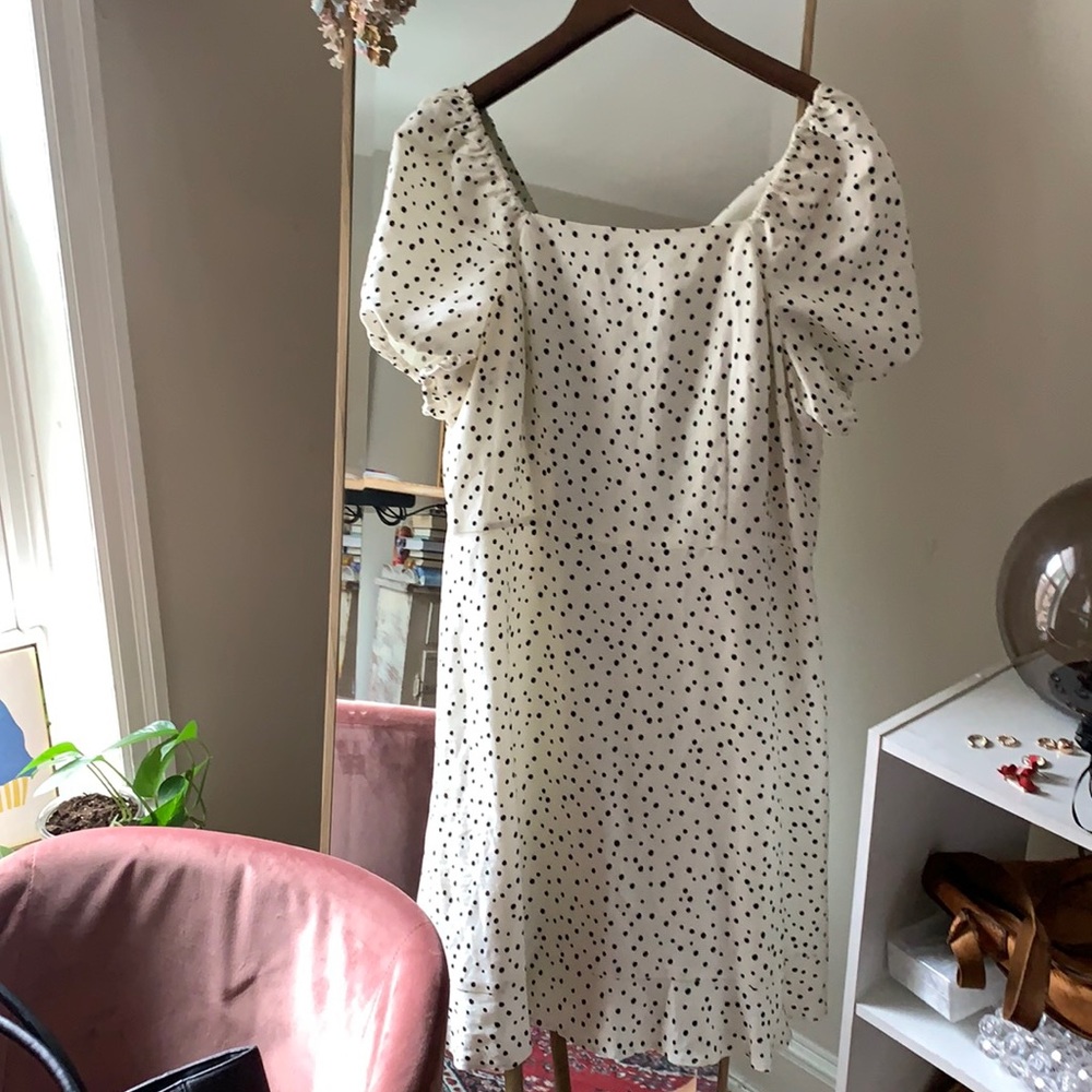 LOFT Polka Dot Dress With Cute Back Detail